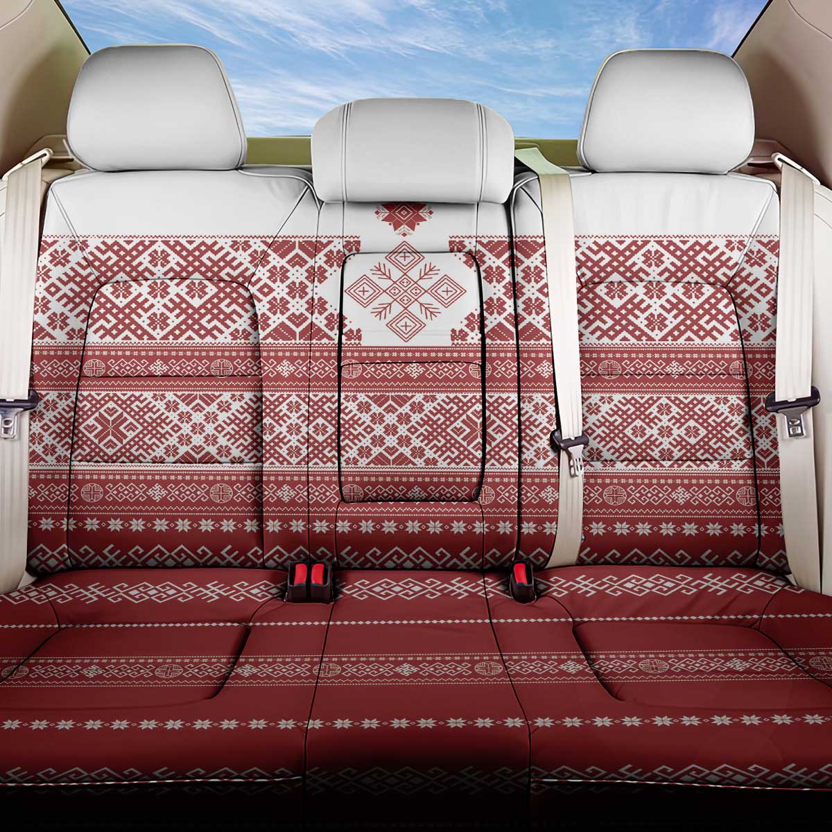 Latvia Jani Midsummer Back Car Seat Cover Red White Latvijas Auseklis