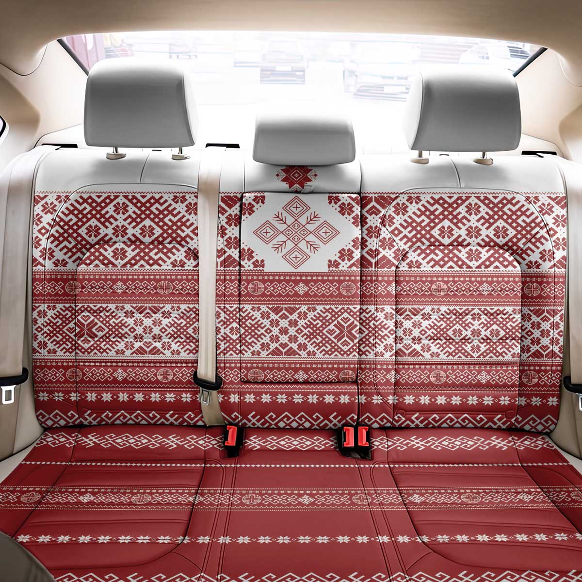 Latvia Jani Midsummer Back Car Seat Cover Red White Latvijas Auseklis