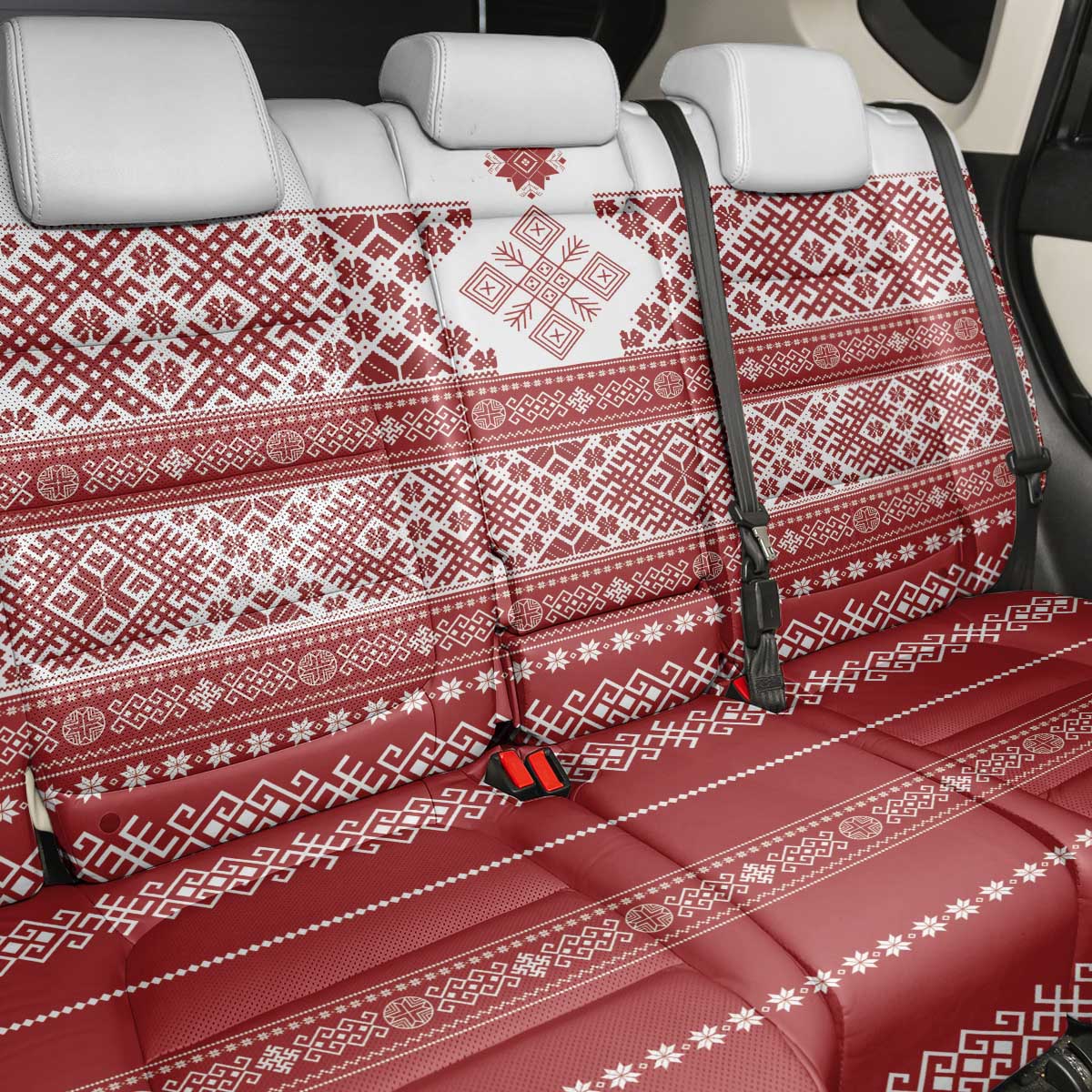 Latvia Jani Midsummer Back Car Seat Cover Red White Latvijas Auseklis