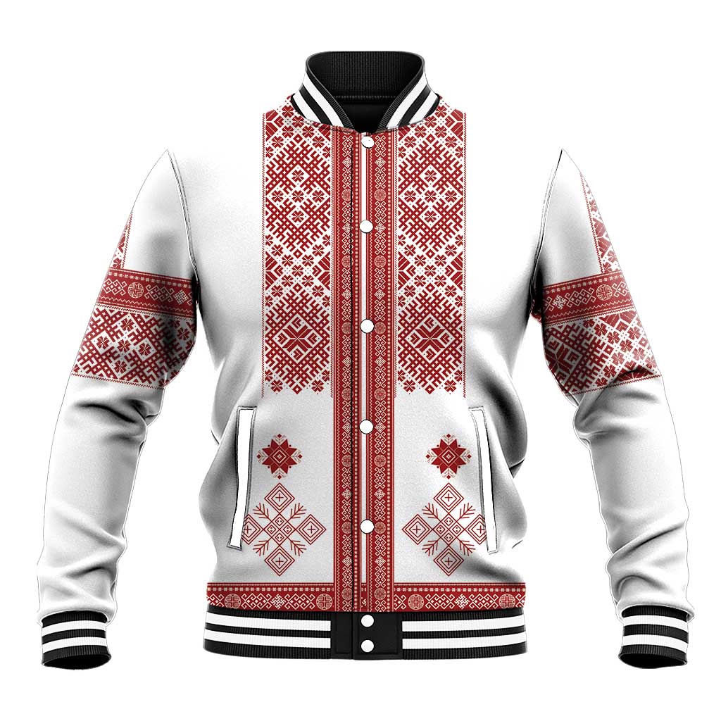 Latvia Jani Midsummer Baseball Jacket Red White Latvijas Auseklis