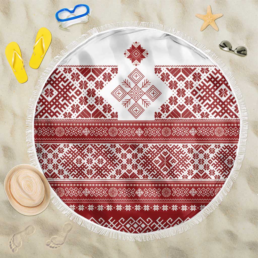 Latvia Jani Midsummer Beach Blanket Red White Latvijas Auseklis