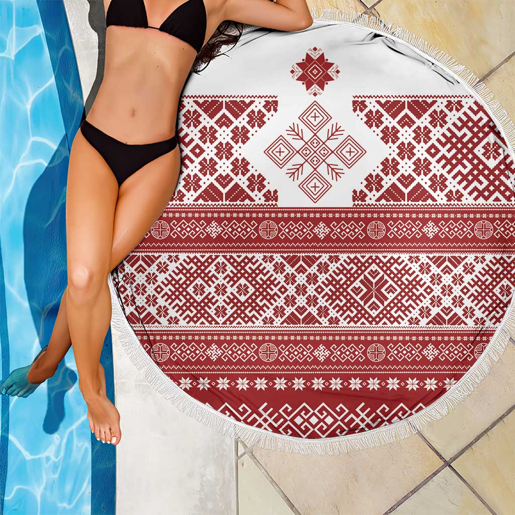 Latvia Jani Midsummer Beach Blanket Red White Latvijas Auseklis