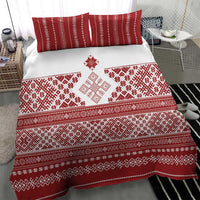 Latvia Jani Midsummer Bedding Set Red White Latvijas Auseklis