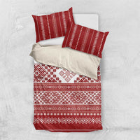 Latvia Jani Midsummer Bedding Set Red White Latvijas Auseklis