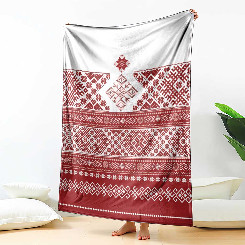 Latvia Jani Midsummer Blanket Red White Latvijas Auseklis