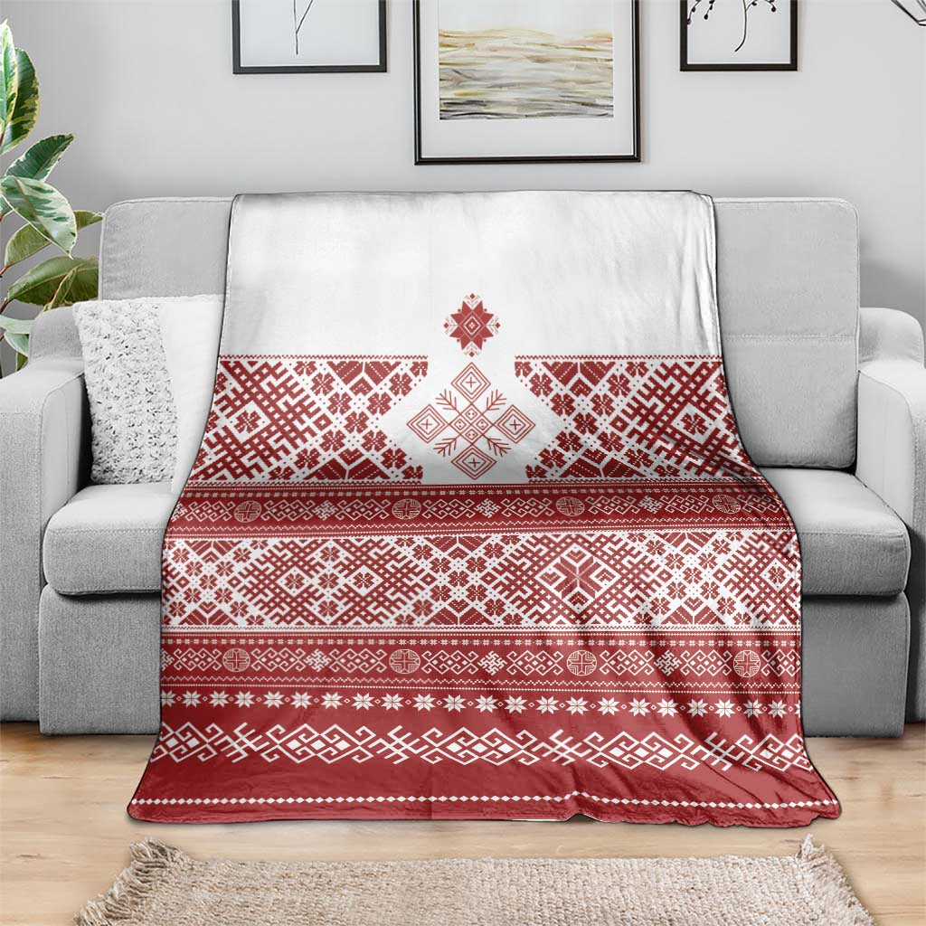 Latvia Jani Midsummer Blanket Red White Latvijas Auseklis