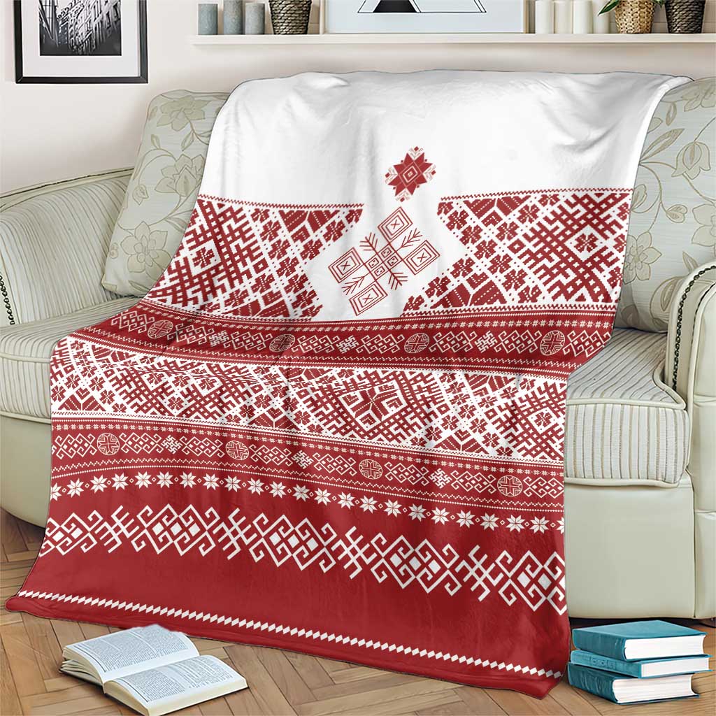Latvia Jani Midsummer Blanket Red White Latvijas Auseklis