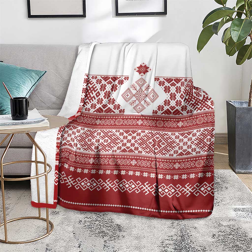 Latvia Jani Midsummer Blanket Red White Latvijas Auseklis