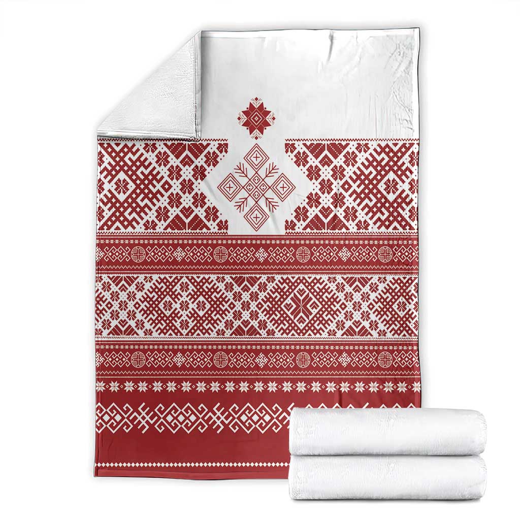 Latvia Jani Midsummer Blanket Red White Latvijas Auseklis