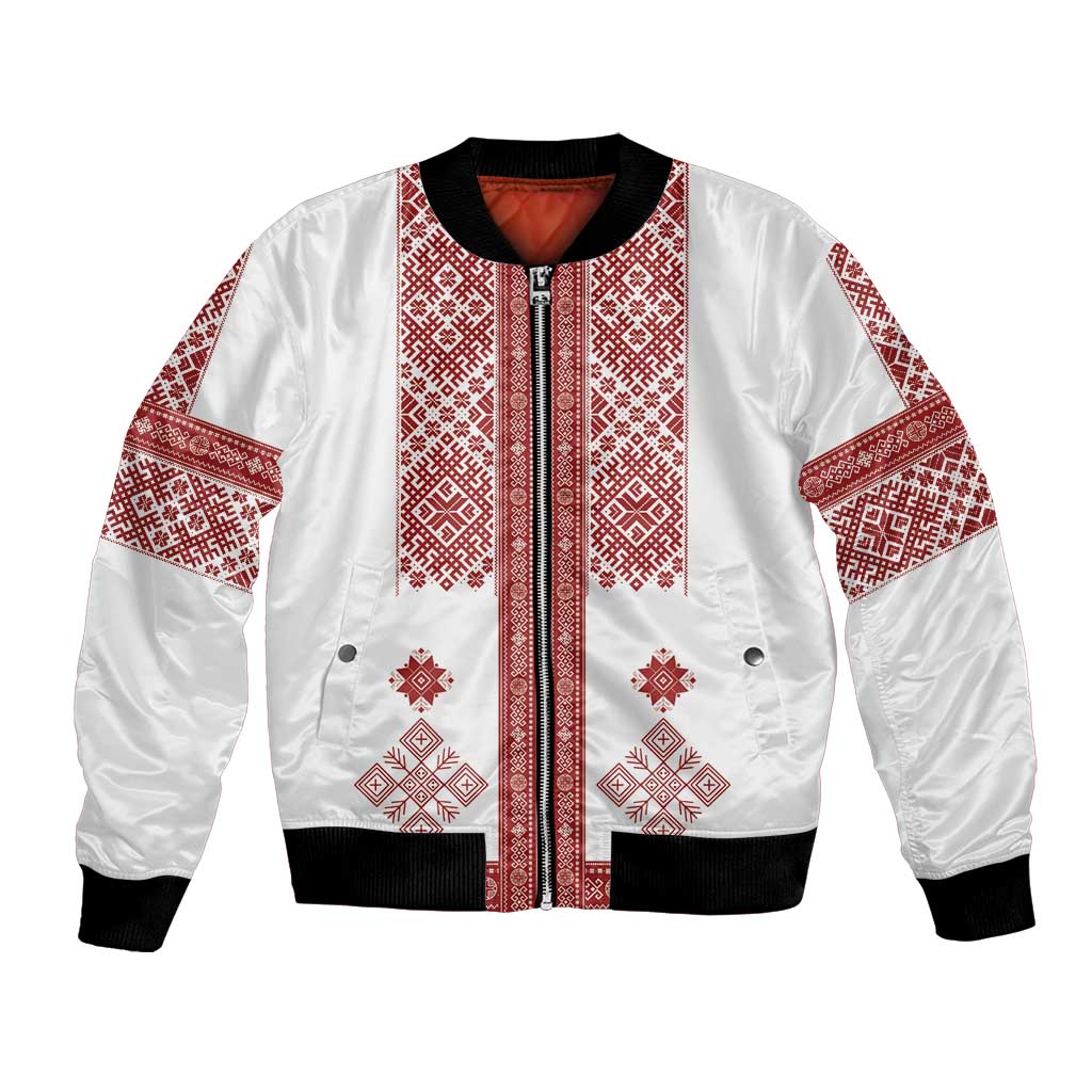 Latvia Jani Midsummer Bomber Jacket Red White Latvijas Auseklis