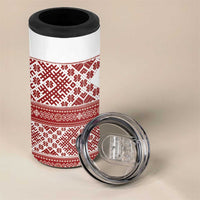 Latvia Jani Midsummer 4 in 1 Can Cooler Tumbler Red White Latvijas Auseklis