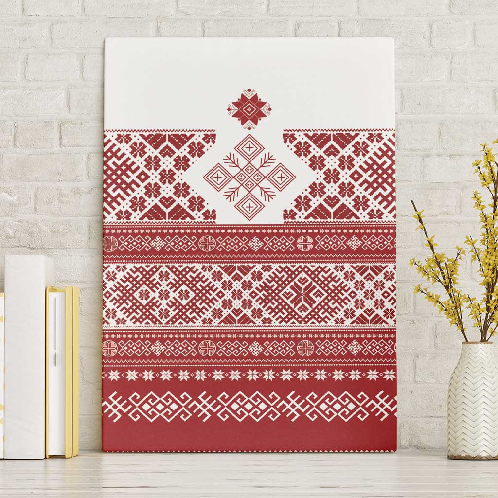 Latvia Jani Midsummer Canvas Wall Art Red White Latvijas Auseklis