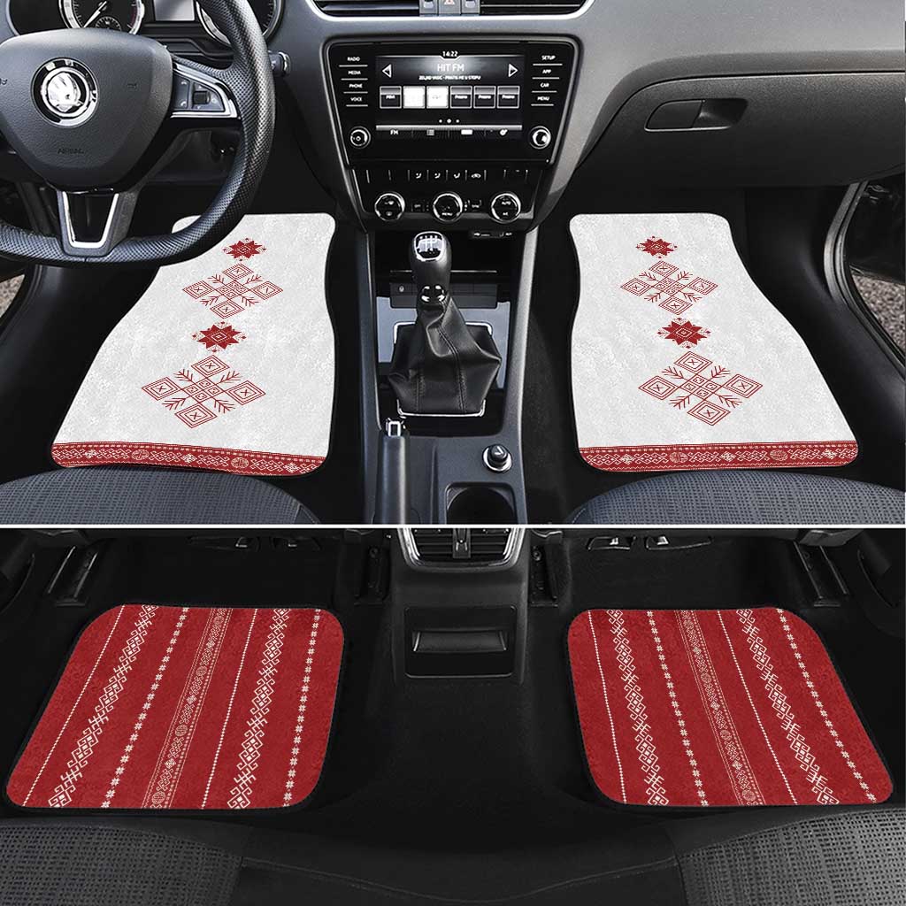 Latvia Jani Midsummer Car Mats Red White Latvijas Auseklis