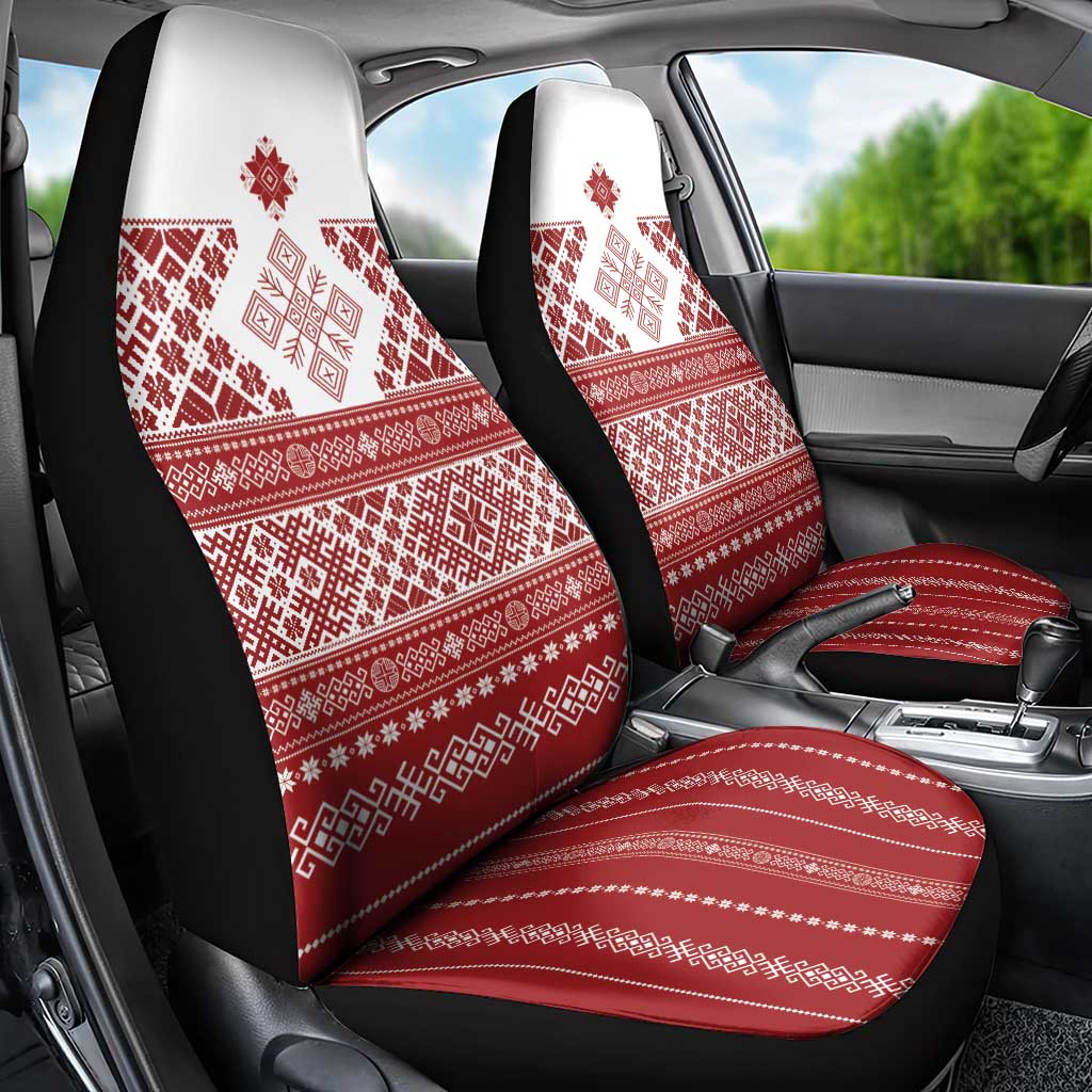 Latvia Jani Midsummer Car Seat Cover Red White Latvijas Auseklis