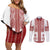 Latvia Jani Midsummer Couples Matching Off Shoulder Short Dress and Long Sleeve Button Shirt Red White Latvijas Auseklis