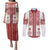 Latvia Jani Midsummer Couples Matching Puletasi and Long Sleeve Button Shirt Red White Latvijas Auseklis