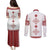 Latvia Jani Midsummer Couples Matching Puletasi and Long Sleeve Button Shirt Red White Latvijas Auseklis