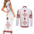 Latvia Jani Midsummer Couples Matching Short Sleeve Bodycon Dress and Long Sleeve Button Shirt Red White Latvijas Auseklis