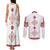 Latvia Jani Midsummer Couples Matching Tank Maxi Dress and Long Sleeve Button Shirt Red White Latvijas Auseklis