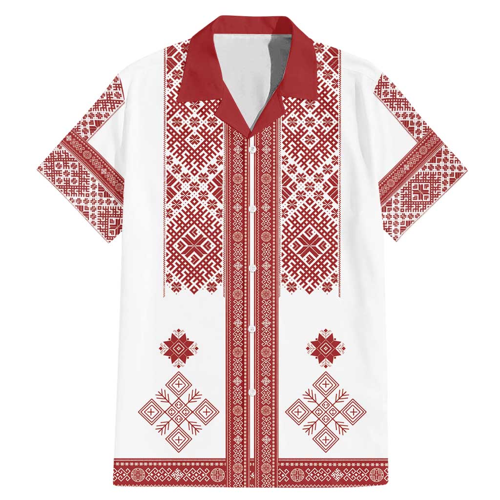 Latvia Jani Midsummer Family Matching Mermaid Dress and Hawaiian Shirt Red White Latvijas Auseklis