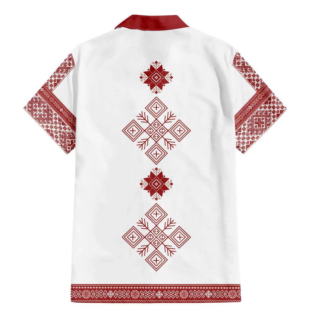 Latvia Jani Midsummer Family Matching Mermaid Dress and Hawaiian Shirt Red White Latvijas Auseklis