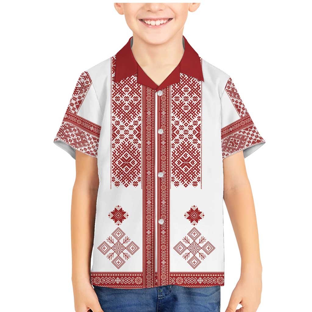 Latvia Jani Midsummer Family Matching Mermaid Dress and Hawaiian Shirt Red White Latvijas Auseklis