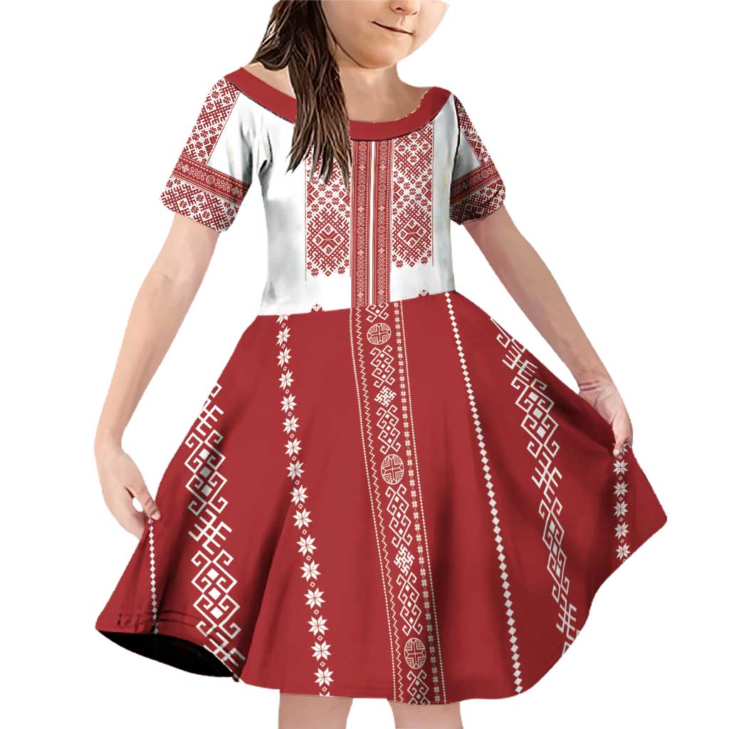 Latvia Jani Midsummer Family Matching Off Shoulder Short Dress and Hawaiian Shirt Red White Latvijas Auseklis