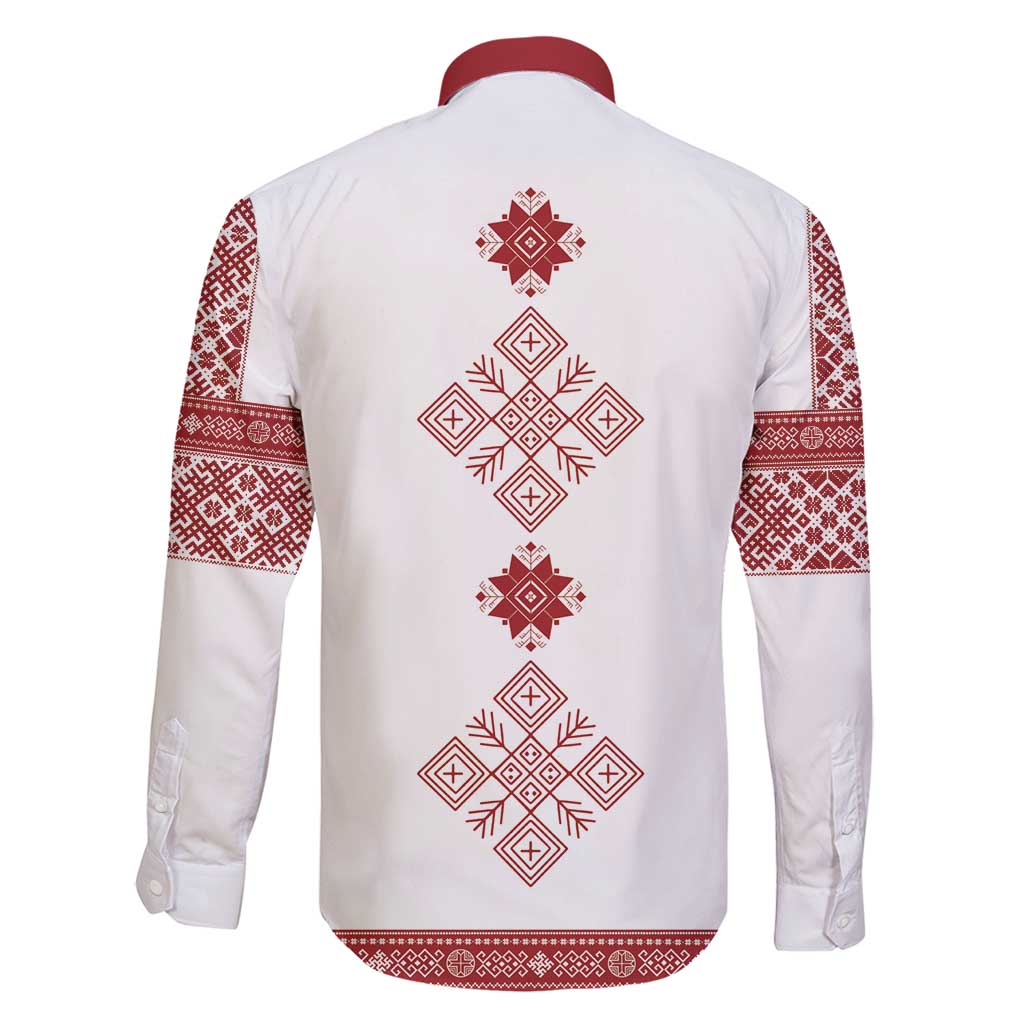 Latvia Jani Midsummer Family Matching Off Shoulder Short Dress and Hawaiian Shirt Red White Latvijas Auseklis