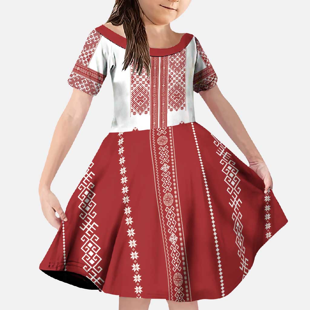 Latvia Jani Midsummer Family Matching Tank Maxi Dress and Hawaiian Shirt Red White Latvijas Auseklis