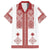 Latvia Jani Midsummer Family Matching Tank Maxi Dress and Hawaiian Shirt Red White Latvijas Auseklis