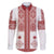Latvia Jani Midsummer Family Matching Tank Maxi Dress and Hawaiian Shirt Red White Latvijas Auseklis