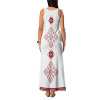 Latvia Jani Midsummer Family Matching Tank Maxi Dress and Hawaiian Shirt Red White Latvijas Auseklis