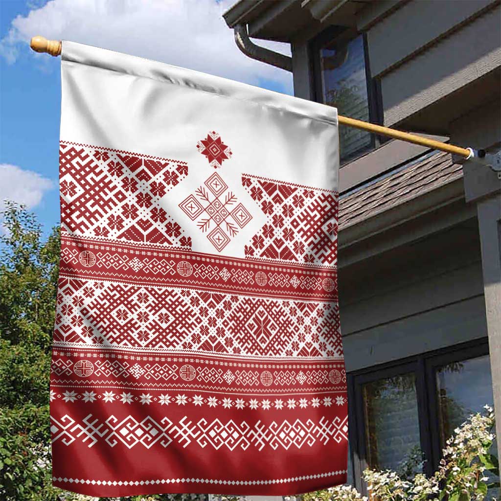 Latvia Jani Midsummer Garden Flag Red White Latvijas Auseklis