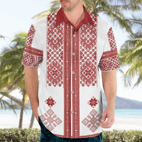 Latvia Jani Midsummer Hawaiian Shirt Red White Latvijas Auseklis