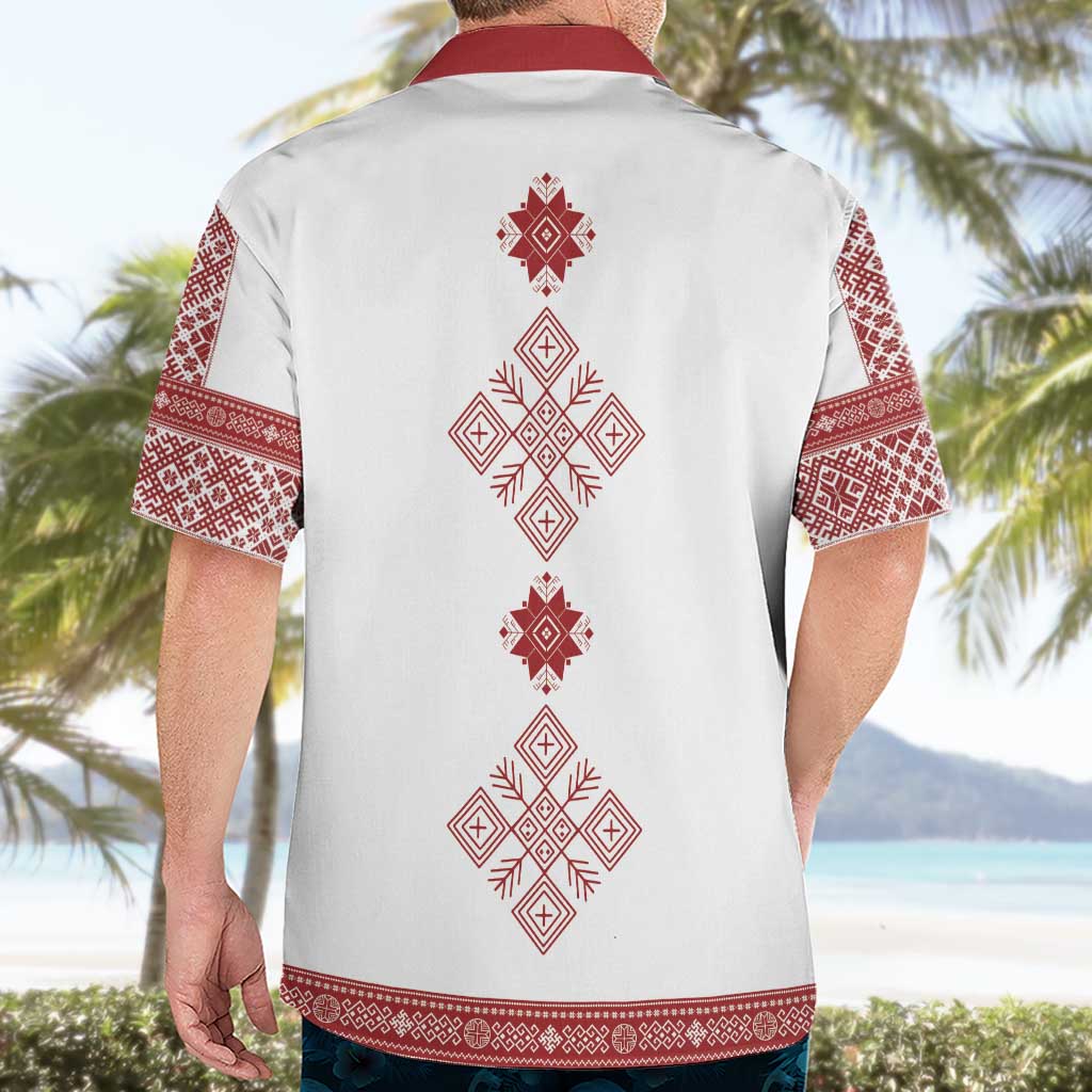 Latvia Jani Midsummer Hawaiian Shirt Red White Latvijas Auseklis