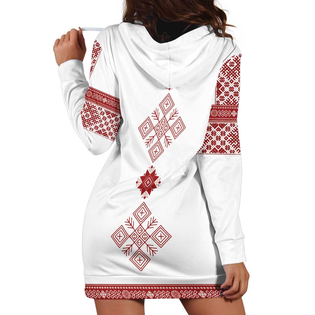 Latvia Jani Midsummer Hoodie Dress Red White Latvijas Auseklis