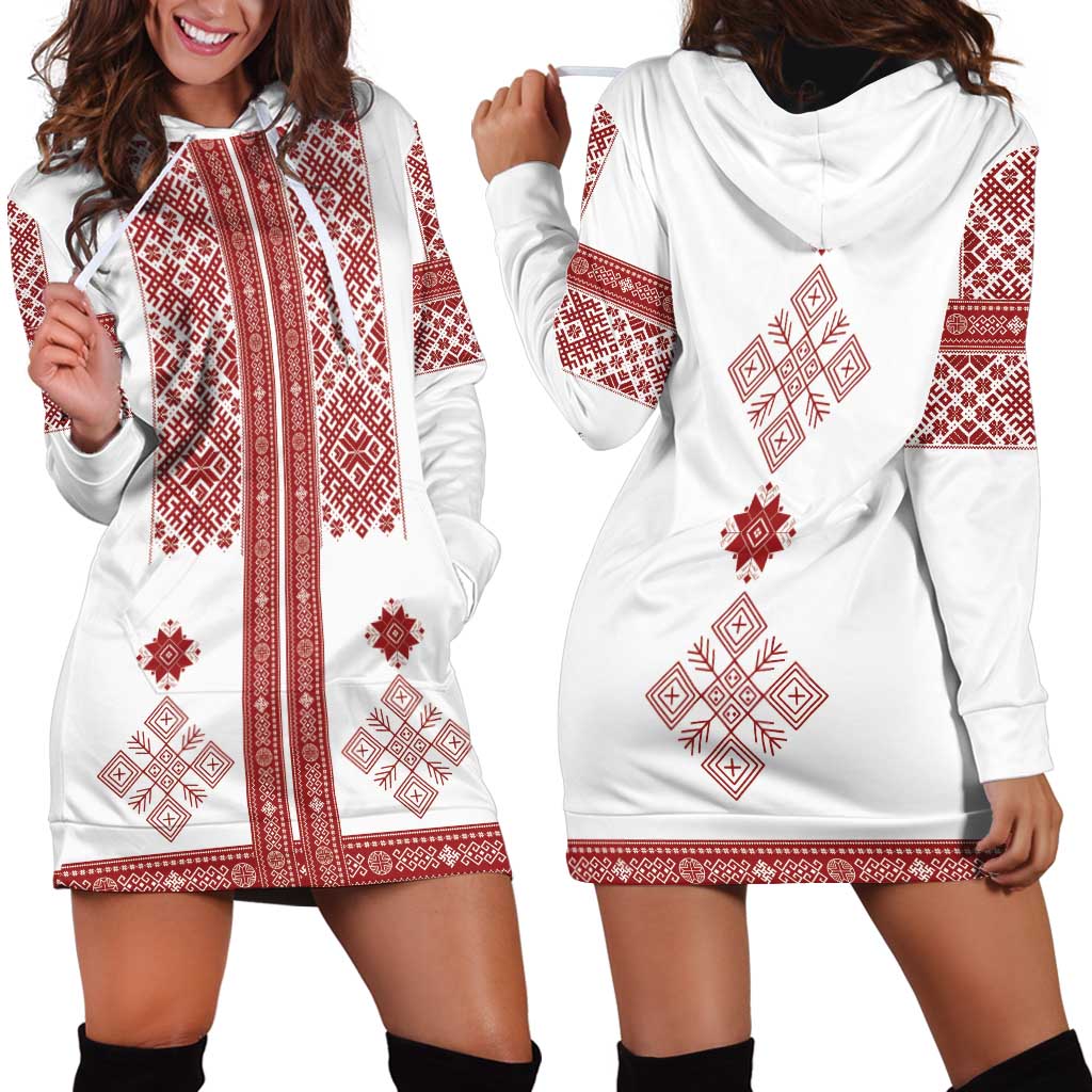 Latvia Jani Midsummer Hoodie Dress Red White Latvijas Auseklis