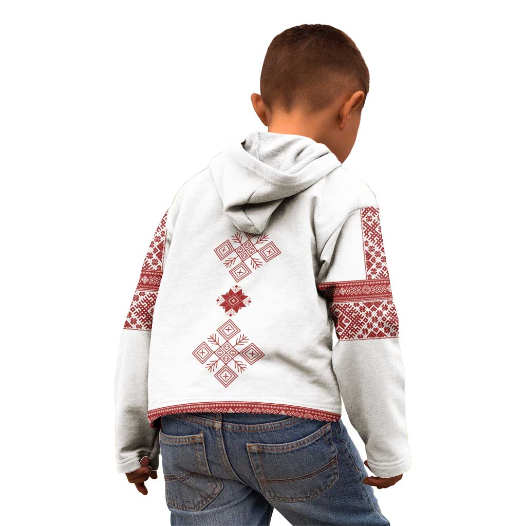 Latvia Jani Midsummer Kid Hoodie Red White Latvijas Auseklis