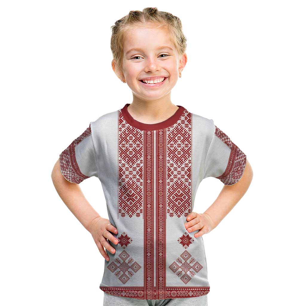 Latvia Jani Midsummer Kid T Shirt Red White Latvijas Auseklis