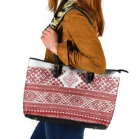 Latvia Jani Midsummer Leather Tote Bag Red White Latvijas Auseklis