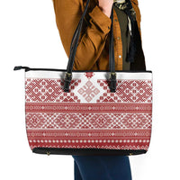 Latvia Jani Midsummer Leather Tote Bag Red White Latvijas Auseklis