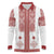 Latvia Jani Midsummer Long Sleeve Polo Shirt Red White Latvijas Auseklis