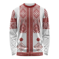 Latvia Jani Midsummer Long Sleeve Shirt Red White Latvijas Auseklis