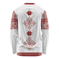 Latvia Jani Midsummer Long Sleeve Shirt Red White Latvijas Auseklis