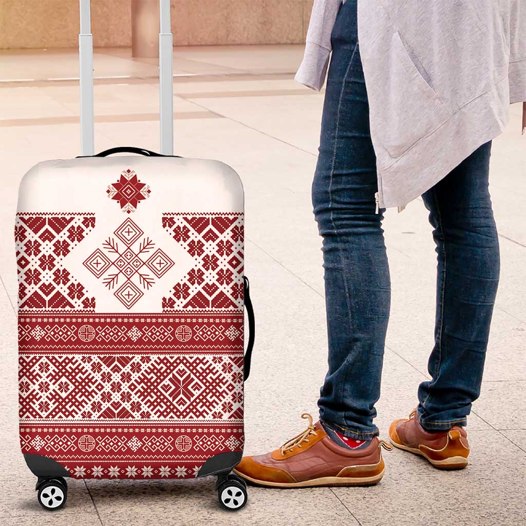 Latvia Jani Midsummer Luggage Cover Red White Latvijas Auseklis