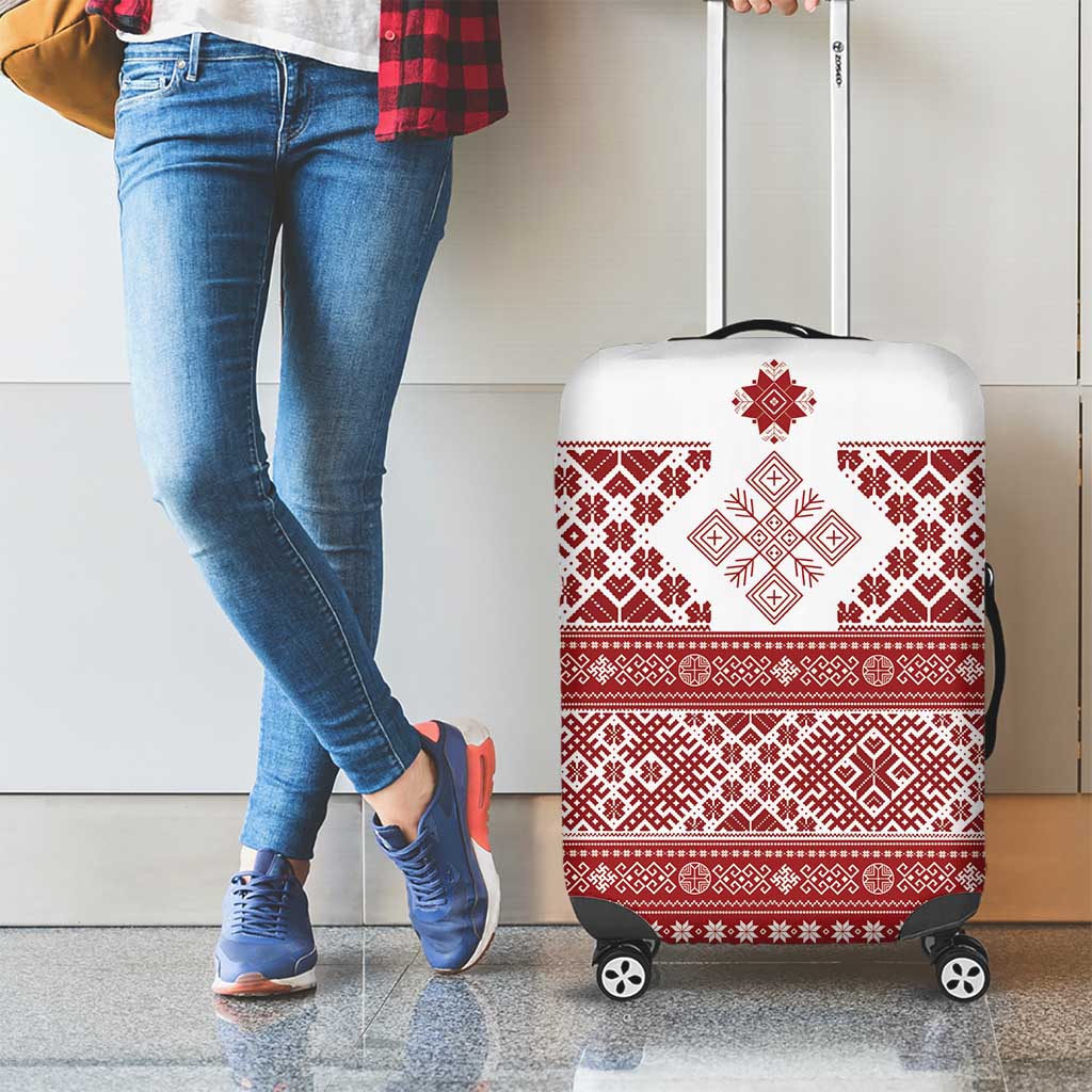 Latvia Jani Midsummer Luggage Cover Red White Latvijas Auseklis