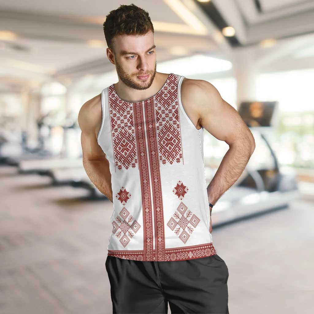 Latvia Jani Midsummer Men Tank Top Red White Latvijas Auseklis