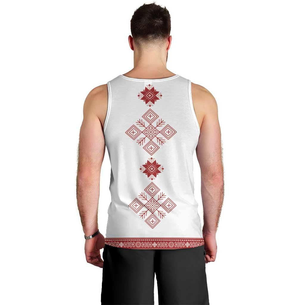 Latvia Jani Midsummer Men Tank Top Red White Latvijas Auseklis