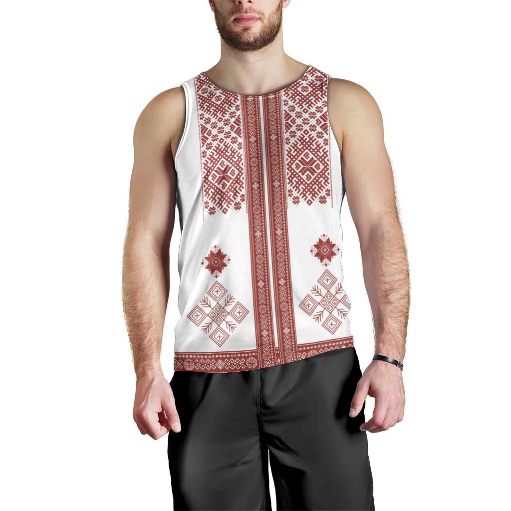 Latvia Jani Midsummer Men Tank Top Red White Latvijas Auseklis