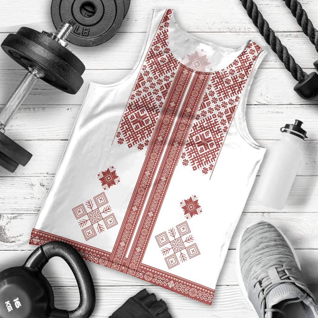 Latvia Jani Midsummer Men Tank Top Red White Latvijas Auseklis